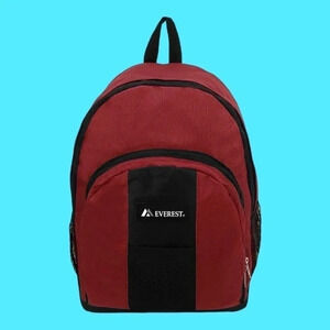 Everest backpack with front and side pockets burgundy/blk unisex